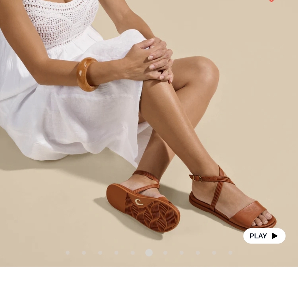 OluKai Tan Brown Tiare Ankle Flat Sandals